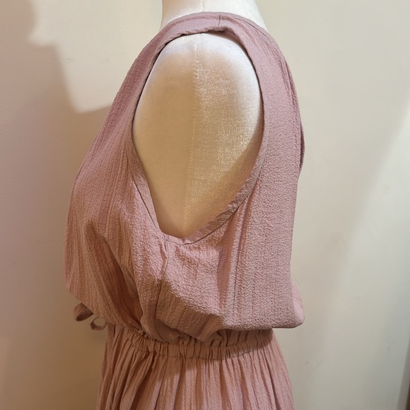 Calvin Klein pink sleeveless boho cinch waist dress size 10 ankle length tiered - Picture 5 of 8